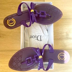 Dior authentic purple flip flops with bow. Made in Italy. Size 37